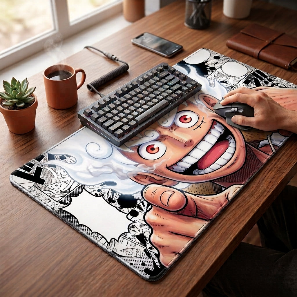 Epic White-Haired Warrior Gaming Desk Mat Mouse Pad