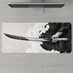 Samurai Blade Monochrome Desk Mat Mouse Pad