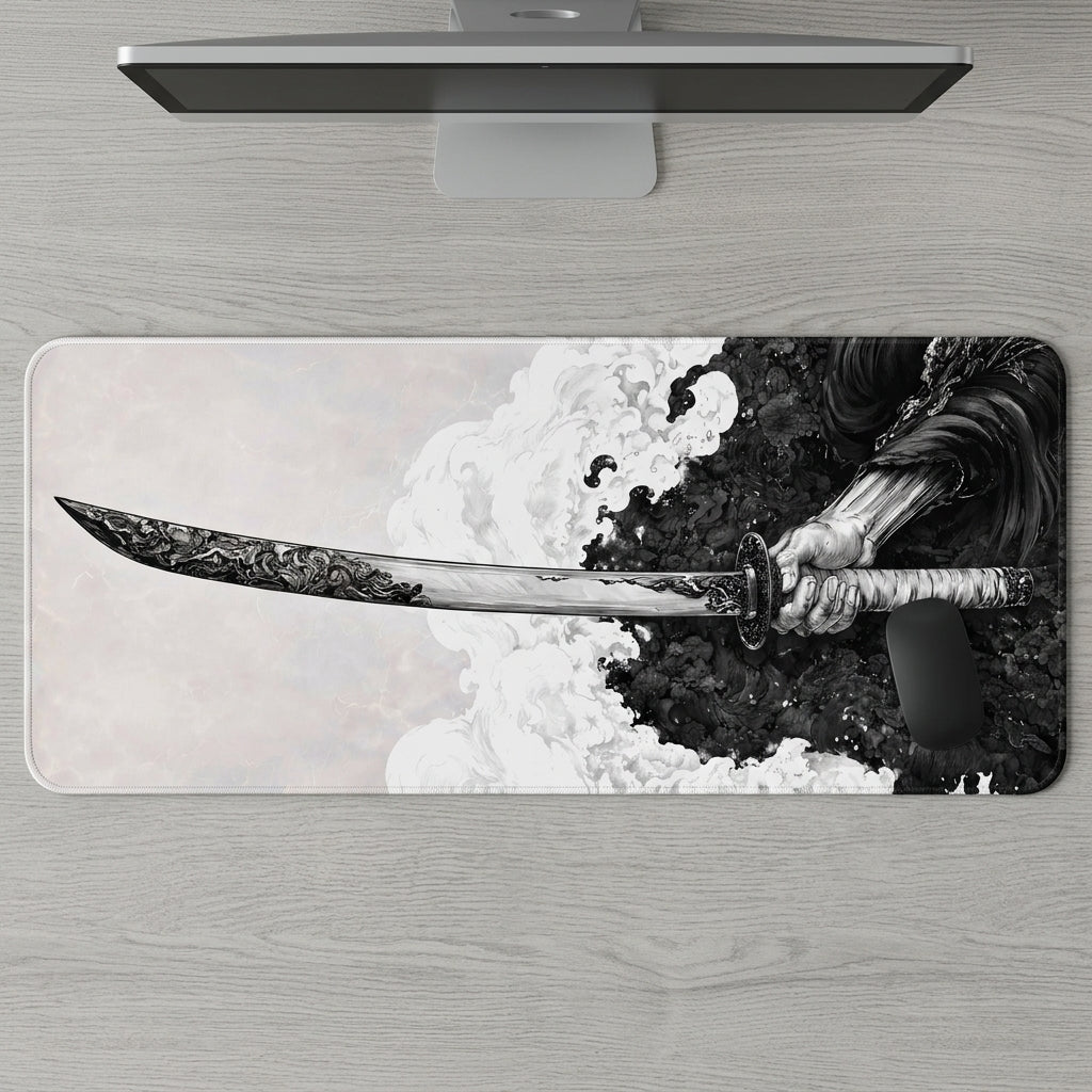 Samurai Blade Monochrome Desk Mat Mouse Pad