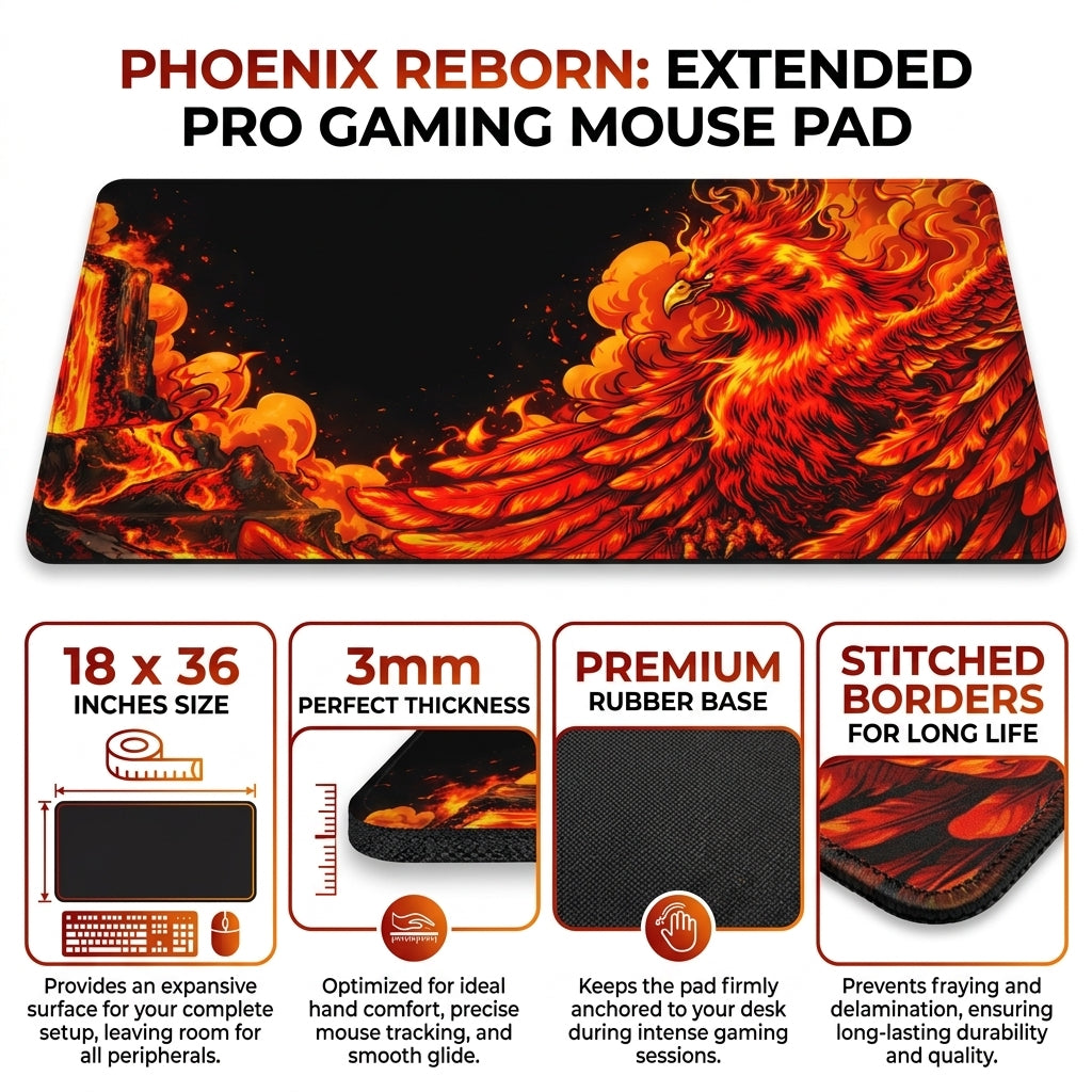 Blaze Phoenix – Firestorm Desk Mat Mouse Pad