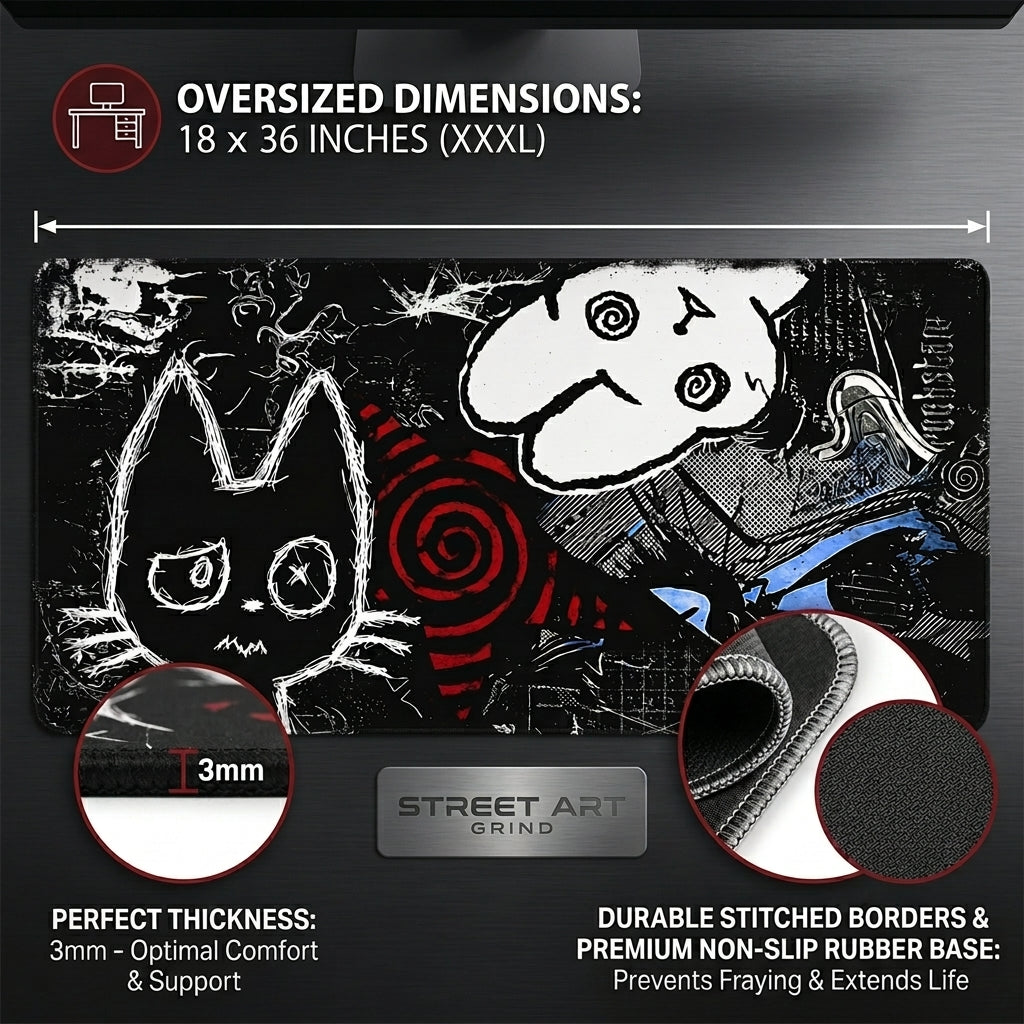 Midnight Doodle Chaos Desk Mat Mouse Pad