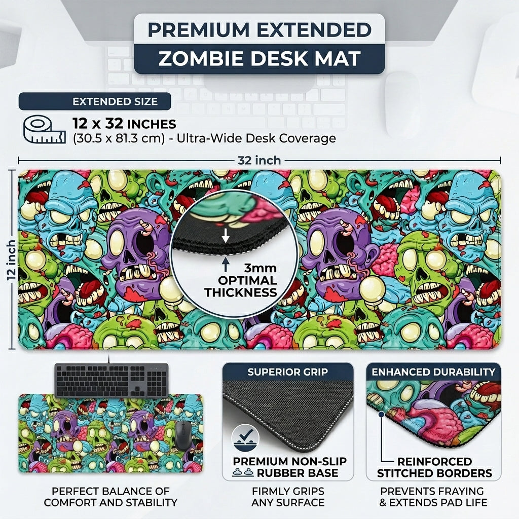 Screaming Zombies Gaming Desk Mat Mouse Pad