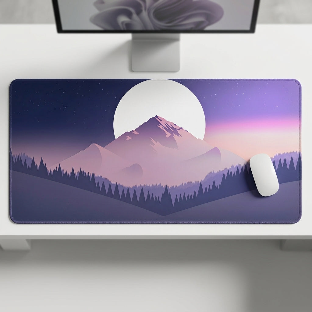 Moonrise Mountain Desk Mat Mouse Pad
