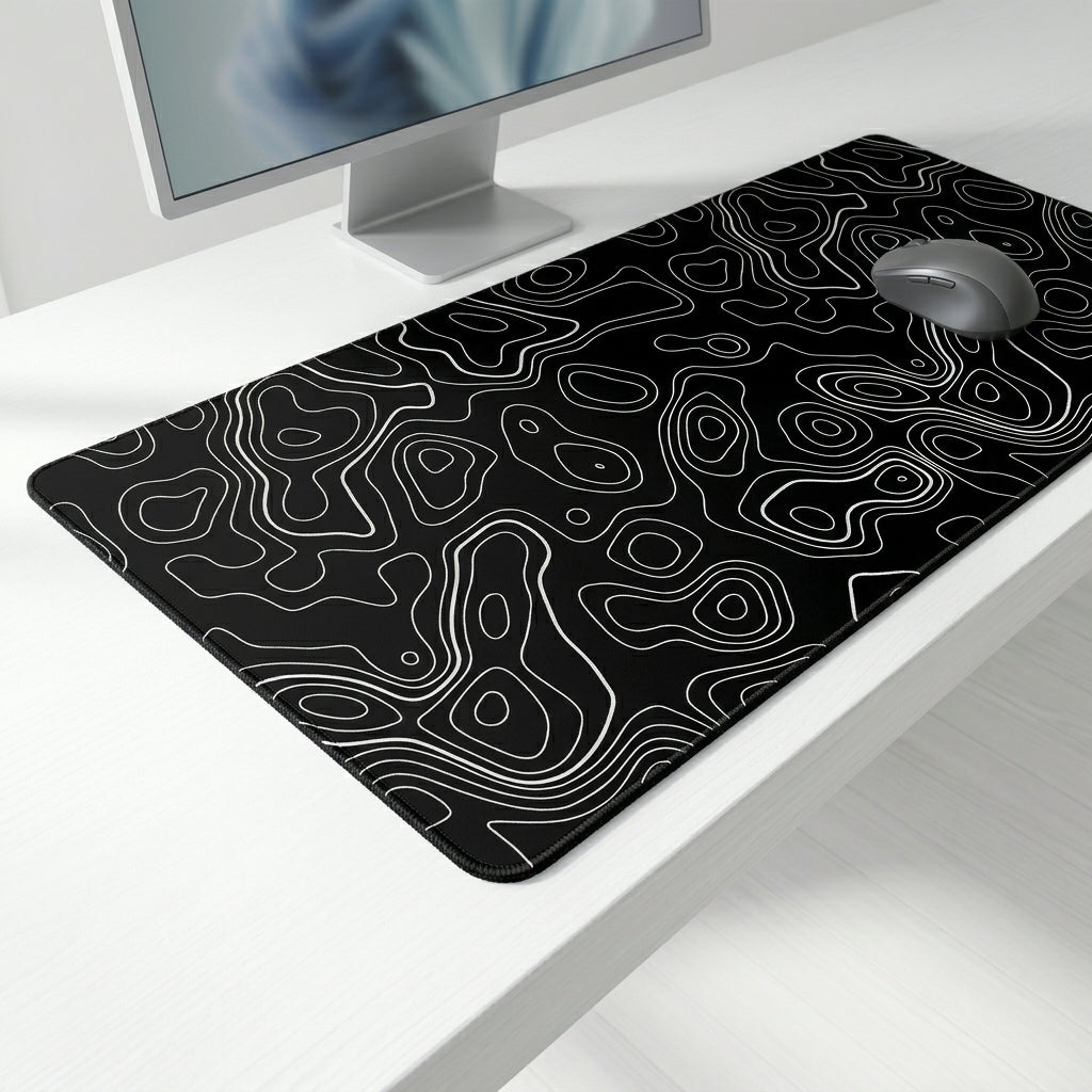 Contour Black Extended Topography Desk Mat Mouse Pad