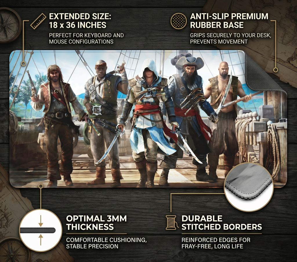 Epic Crew Adventure Gaming Desk Mat Mouse Pad