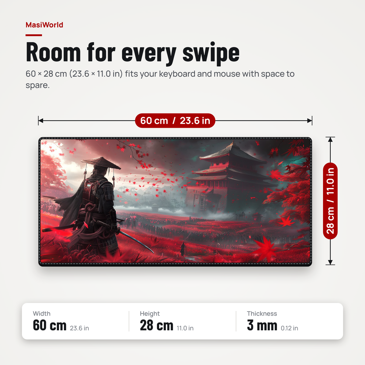 Crimson Ronin Desk Mat Mouse Pad